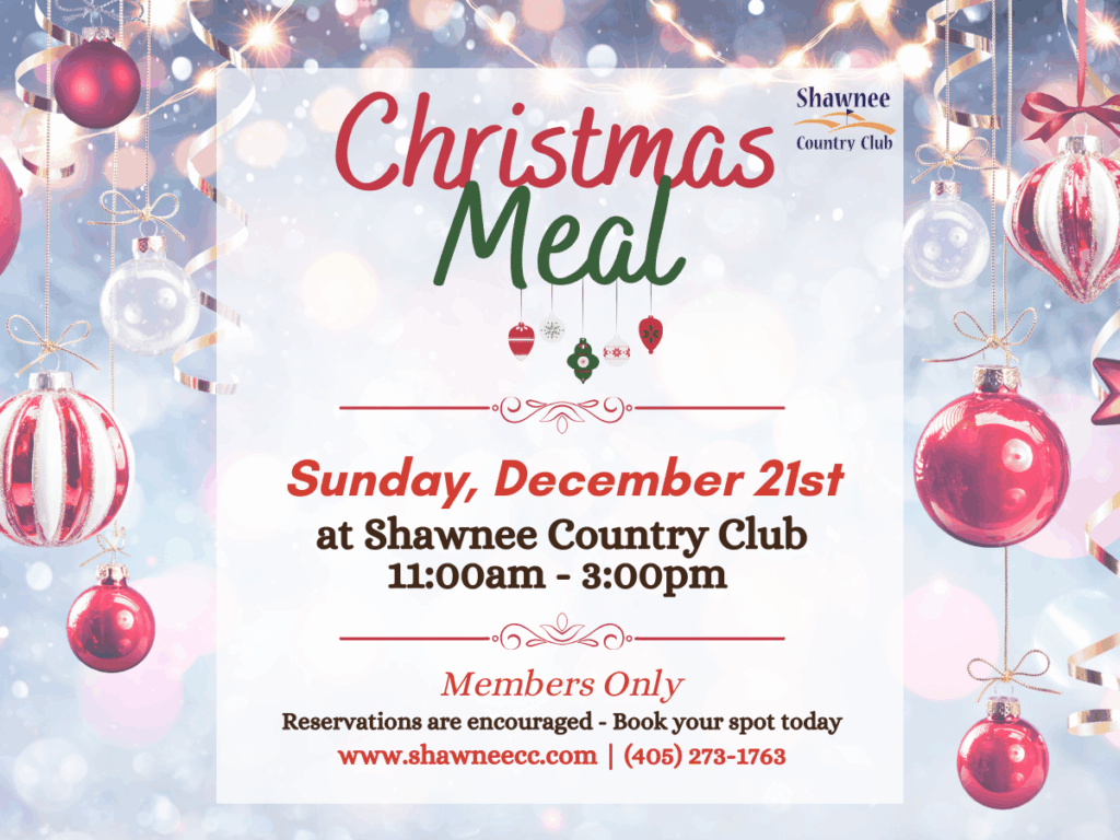 Christmas Background with a label of Christmas Meal and the date and time of the event