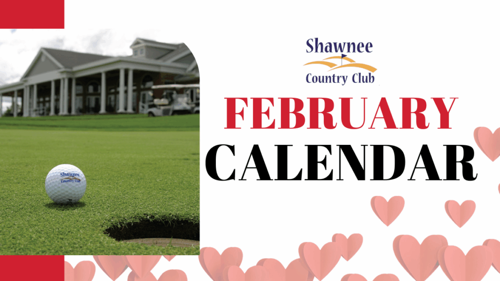 February Calendar header with a golf ball on the putting green