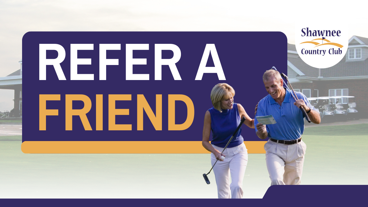 Refer a Friend header with two golfers walking