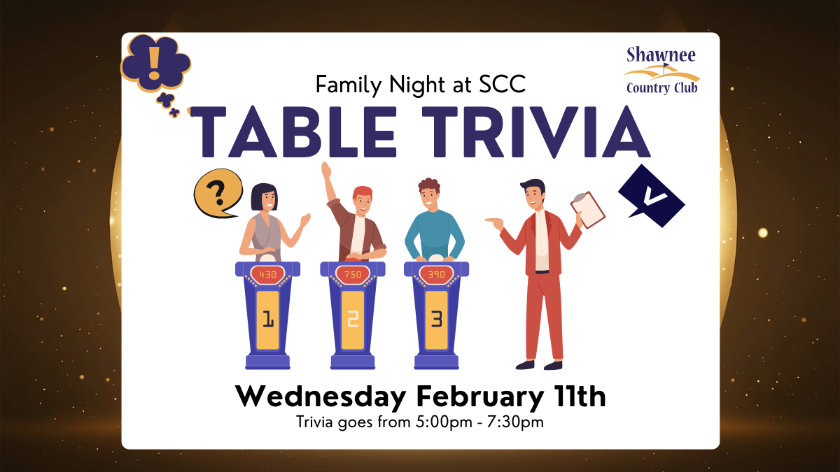Family Night Table Trivia with the date of the event